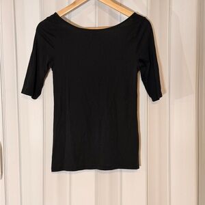 Old Navy Black Boatneck Elbow-Sleeve Tee
